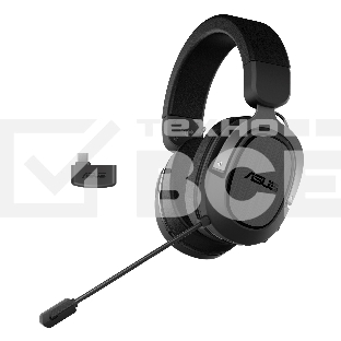 Игровые наушники чёрно-серые ASUS TUF Gaming H3 WL (2.4 ГГц, 7.1 виртуально, 50мм, неодимовые магниты, 32 Ом, 20~20000 Гц, микрофон, USB-C, PC, Mac, PS4, Nintendo Switch, Xbox One, 90YH02ZG-B3UA00)