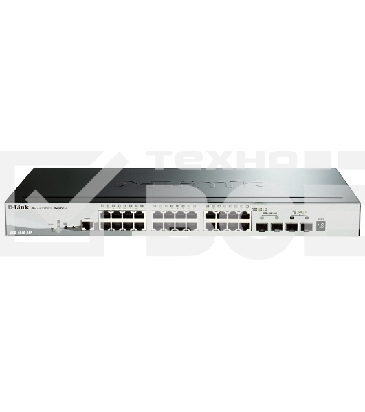 Сетевое оборудование D-Link DGS-1510-28P/A1A Управляемый стекируемый коммутатор SmartPro с 24 портами 10/100/1000Base-T с поддержкой PoE, 2 портами 1000Base-X SFP и 2 портами 10GBase-X SFP+