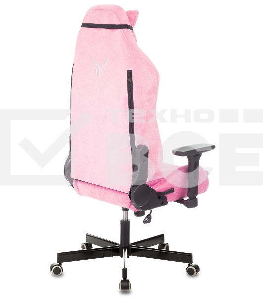 Кресло игровое Knight N1 Fabric розовый Velvet 36 с подголов. крестовина металл