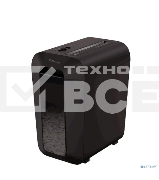 Шредер Fellowes PowerShred LX65 черный (секр.P-4)/перекрестный/10лист./22лтр./скрепки/скобы/пл.карты