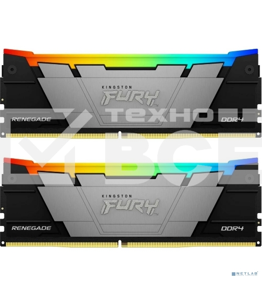 Оперативная память Kingston Fury Renegade, DDR4, 16GB (2x8GB), 3200MHz, CL16, с радиаторами, RGB, черный