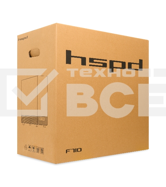 Компьютерный корпус HSPD F710, Panoramic Mid Tower, черный, TG, 0.5 SPCC, 3x120мм ARGb E-ATX, ATX, mATX, mITX 185/395/270мм 2x2.5