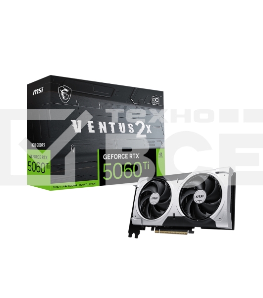 Видеокарта MSI RTX 5060Ti 8G VENTUS 2X OC PLUS GeForce RTX 5060TI 8Gb 128bit GDDR7 2617/28000 HDMIx1 DPx3 HDCP Ret