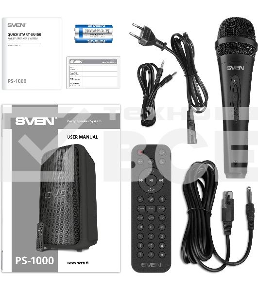Колонка портативная Sven АС PS-1000 черный 160W 1.0 BT/3.5Jack 8000mAh (SV-022686)