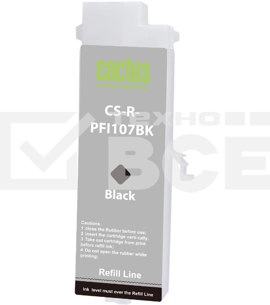 Картридж перезаправляемый струйный Cactus CS-R-PFI107BK черный для Canon imageProGRAF iPF670/680/685/770/780/785 без чипа