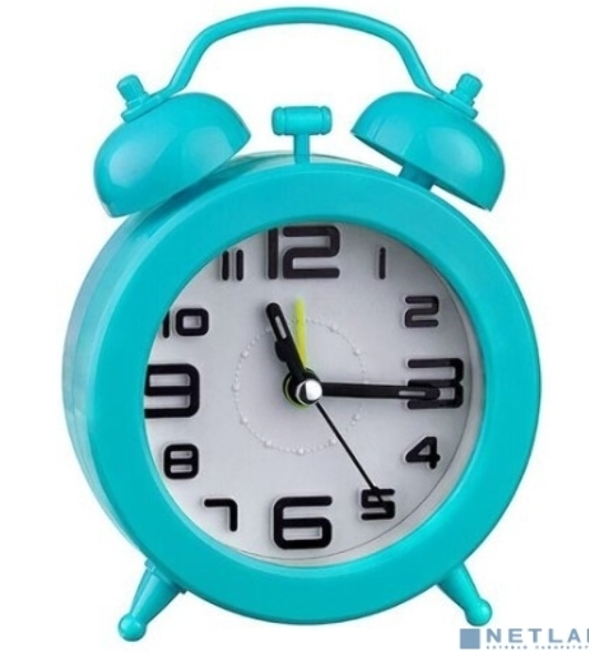 Часы-будильник Perfeo Quartz 'PF-TC-015', круглые диам. 9,5 см, синий