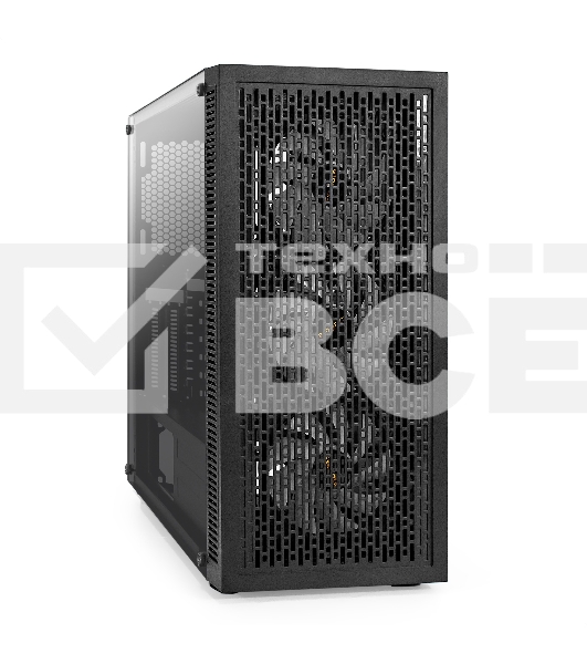 Компьютерный корпус Miditower ExeGate EVO-5001A (ATX, без БП, 2хUSB+1хUSB 3.0+HD Audio, черный, 3 вент.12см с RGb подсветкой, боковая панель - закаленное стекло)