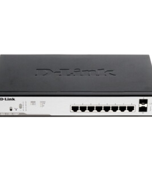 Коммутатор D-Link DSS-200G-10MP/A1A, 8×1 Гбит/с + 2×1 Гбит/с SFP, настраиваемый