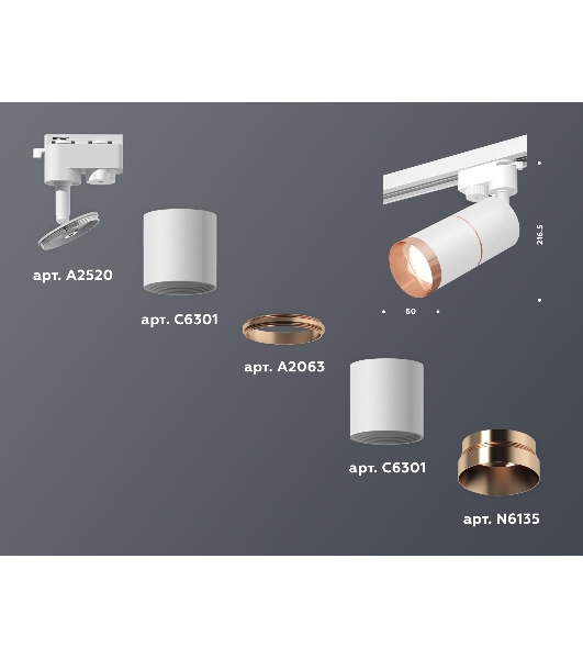 Светильник Ambrella light XT6301031 SWH/PPG белый песок/золото розовое полированное MR16 GU5.3 (A2520,C6301,A2063,C6301,N6135)