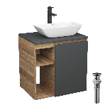 Тумба Bau Dream Blackwood 60 правая, графит, раковина BAU Spectrum mini 47х24 смеситель для раковины высокий Hotel Black, черный, выпуск клик клак, черный, фото5