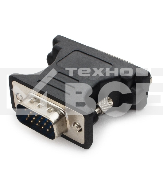 Переходник Cablexpert VGA-DVI, 15M/25F, черный, пакет (A-VGAM-DVIF-01)