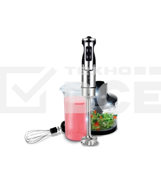 Блендер Centek CT-1338 (черн/сталь) 1300Вт DC мотор, РЕГУЛЯТОР МОЩНОСТИ сLED, стакан, чоппер, венчик