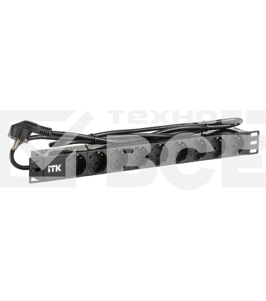 Блок ITK PDU 9 розеток DIN49440 (нем. cтанд.) 1U, шнур 2м вилка DIN49441 (нем. станд.), профиль из ПВХ, черный