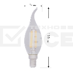 Лампа светодиодная филаментная Rexant Свеча на ветру CN37 9.5 Вт 950 Лм 2700K E14 прозрачная колба, фото3