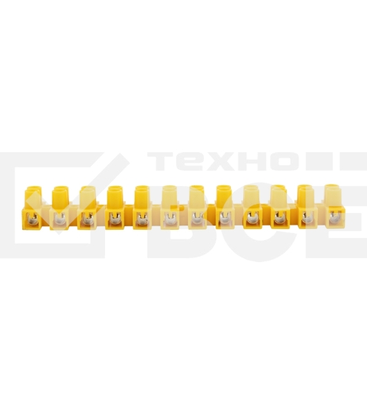Клеммная винтовая колодка KВ-6 2,5-6, ток 6 A, полиэтилен желтый Rexant (10 шт./уп.)