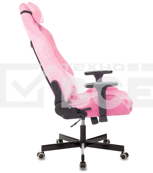 Кресло игровое Knight N1 Fabric розовый Velvet 36 с подголов. крестовина металл