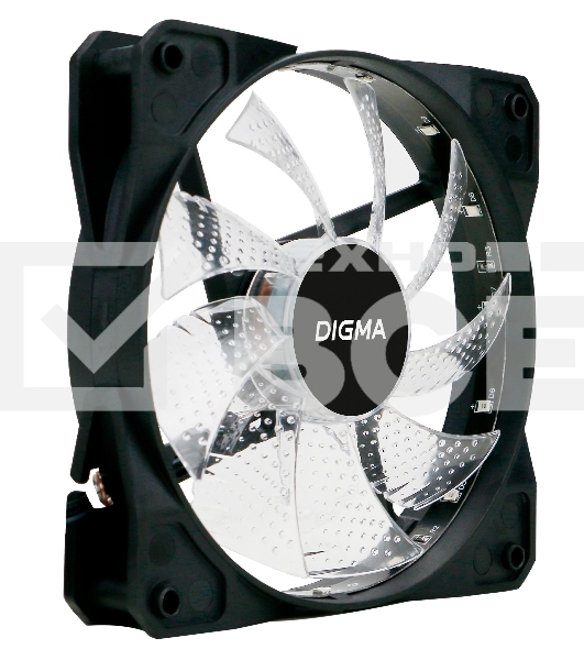 Вентилятор для корпуса Digma DFAN-FRGB2 черный, 120 мм, 1200 об/мин, 23 дБ, 4 pin