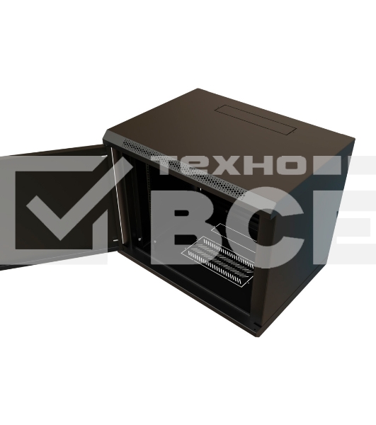 Шкаф коммутационный WRline (WR-TW-1545-SR-RAL9004) настенный 15U 600x450 мм пер. дв. металл 2 бок. пан. 60 кг черный 370 мм 775 мм IP20 сталь