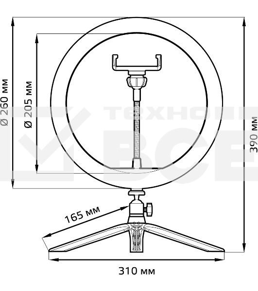 Светильник кольцевой Gauss 14W 700lm 3000-6500K 5V USB IP20 260x23мм черный дим пульт LED