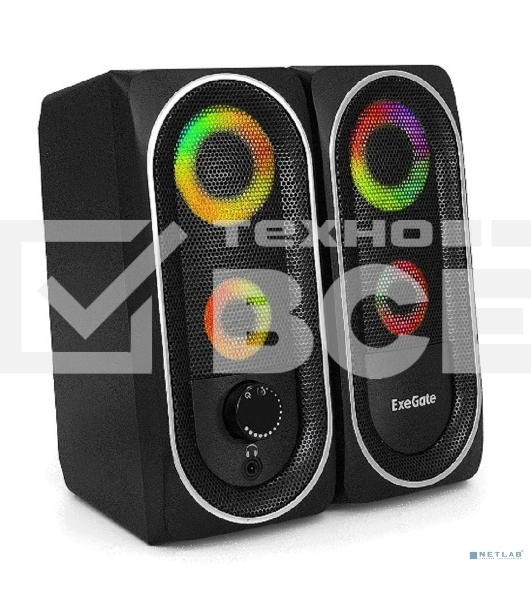Акустическая система 2.0 ExeGate EX289686RUS Accord 220 (питание USB, 2х3Вт (6Вт RMS), 60-20000Гц, цвет черный, RGB подсветка)
