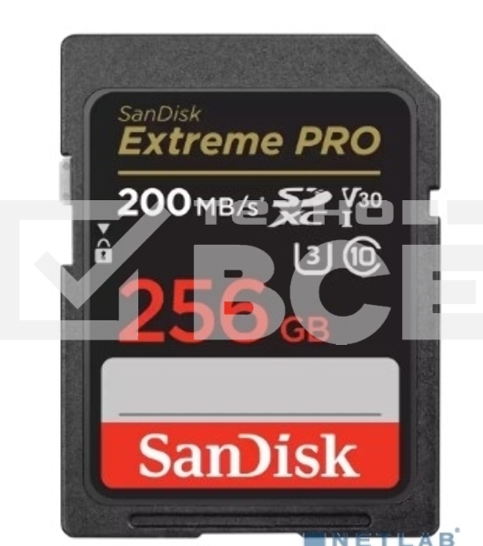 Флеш карта SD 256GB SanDisk SDXC Class 10 V30 UHS-I U3 Extreme Pro 200MB/s