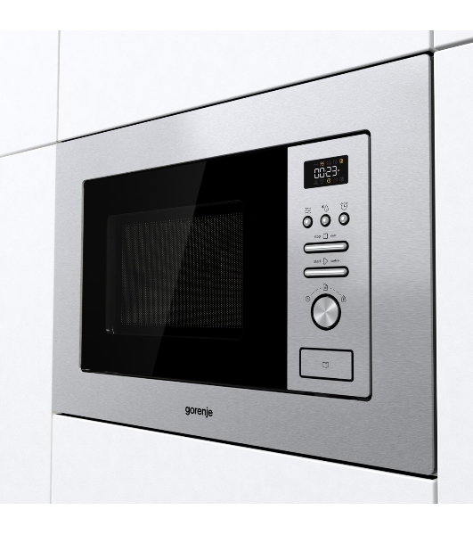 Микроволновая печь встраиваемая Gorenje BMI201AG1X нержавеющая сталь, 20 л, 800 Вт, переключатели - поворотный механизм/кнопки