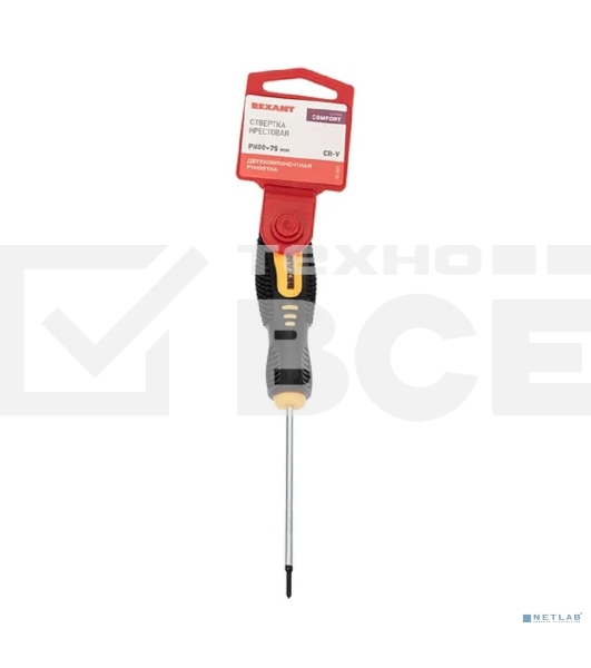 Отвертка крестовая Rexant PH 00х75 мм, двухкомпонентная рукоятка