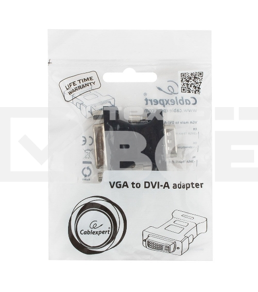 Переходник Cablexpert VGA-DVI, 15M/25F, черный, пакет (A-VGAM-DVIF-01)