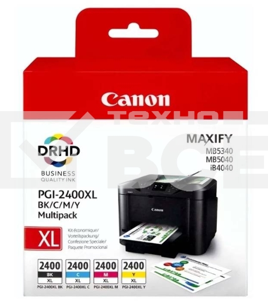 Картридж струйный CANON PGI-2400XL BK/C/M/Y MULTI (экономичный комплект: Bk 2500 стр, C/M/Y - по 1500 стр) для MAXIFY iB4040/МВ5040/МВ5340