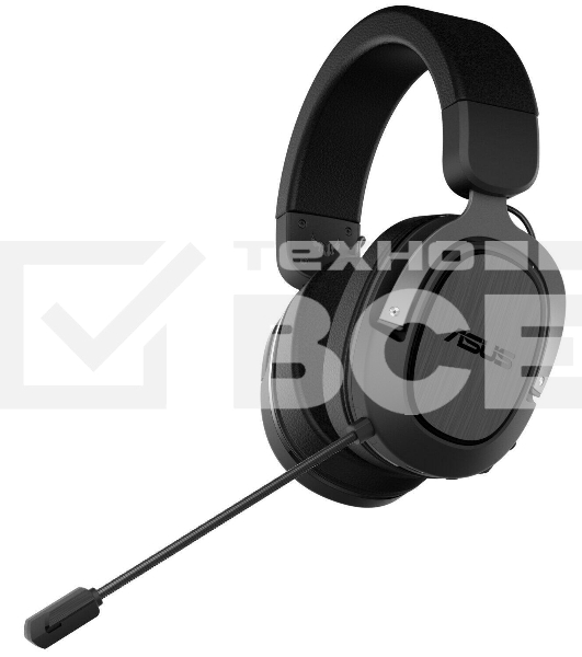 Игровые наушники чёрно-серые ASUS TUF Gaming H3 WL (2.4 ГГц, 7.1 виртуально, 50мм, неодимовые магниты, 32 Ом, 20~20000 Гц, микрофон, USB-C, PC, Mac, PS4, Nintendo Switch, Xbox One, 90YH02ZG-B3UA00)