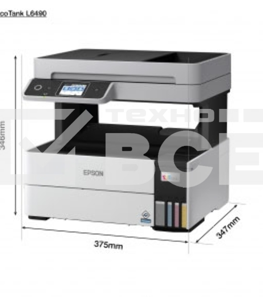 МФУ струйный Epson L6490 (C11CJ88405), A4, цветной, печ. до 17 стр/мин. (ч/б) до 9.5 стр/мин. (цвет), 1200 x 4800 dpi (печать) 1200x2400dpi (скан.), USB, RJ-45, Wi-Fi