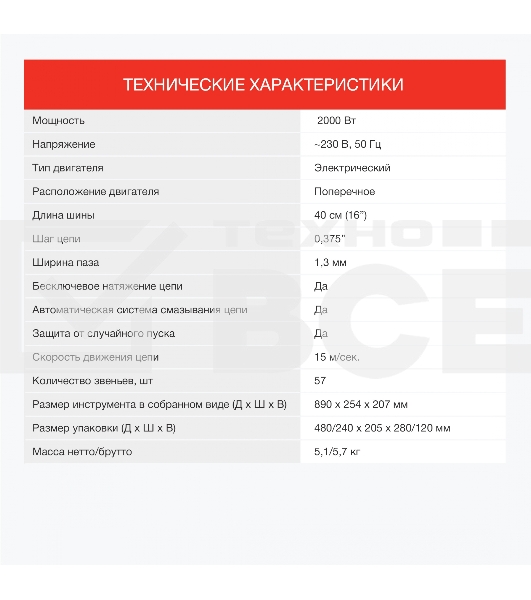 Электрическая цепная пила Starwind SE-2016 2000Вт дл.шины:16