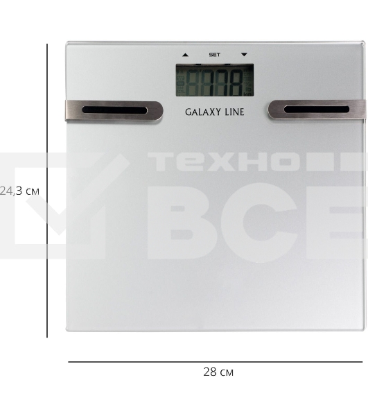 Весы напольные многофункциональные Galaxy Line GL 4855, серый, электронные, элемент питания типа «ААА» 2 шт в комплекте, сверхточная электронная система, платформа из высокопрочного стекла, жидкокристаллический дисплей, максимально допустимый вес 150 кг, 