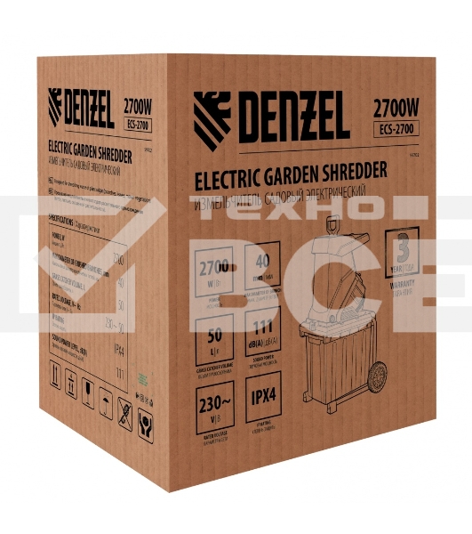 Измельчитель садовый электрический ECS-2700, 2700 Вт, 40 мм  Denzel