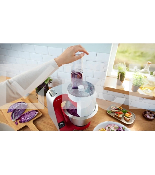 Кухонная машина Bosch MUM5X720 планетар.вращ. 1000Вт красный/серый