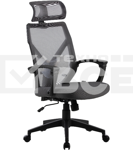 Кресло компьютерное Cactus CS-MC414-GY черный/серый, сетка/ткань, с подголов. крестов. пластик, пластик черный