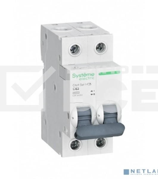 Выключатель автоматический модульный 2п C 63А 4.5кА City9 Set 230В SE C9F34263