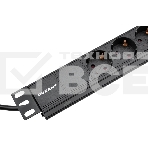 Блок распределения питания Rexant для 19' шкафов, горизонтальный, 9 розеток СЕЕ 7/4, 16A, без выкл, алюм корп, шнур 2м, вилка СЕЕ 7/7, фото4