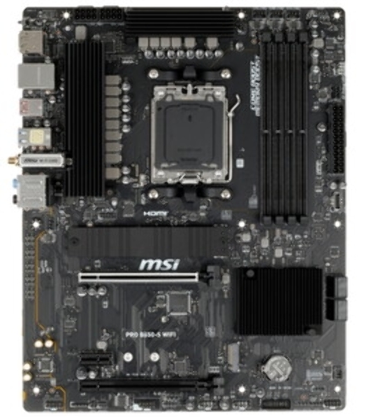 Материнская плата MSI PRO B850M-P WIFI, AM5, AMD B850, 4xDDR5, 4xSATA, 3xM.2, 1xPCIe 5.0 x16, 1xPCIe 4.0 x4, 2xPCIe 3.0 x1, 1xHDMI, 2xUSB-C 10Gbps, 1xUSB-A 5Gbps, 1xUSB-A 10Gbps, 4xUSB-A 2.0, 2x3.5 мм, S/PDIF, 1x5Gb LAN, Wi-Fi 7, Bluetooth 5.4, 7.1, mATX
