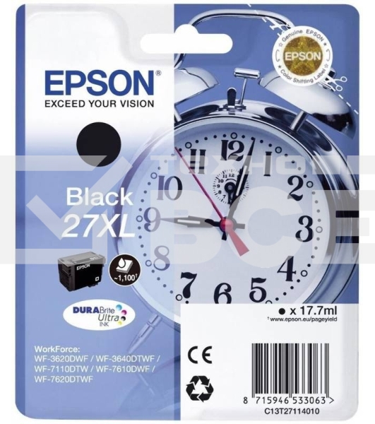 Картридж струйный Epson 27XL T2711 (C13T27114022/C13T27114020) черный, 17.7мл (1100 стр.), для WF7110/7610/7620