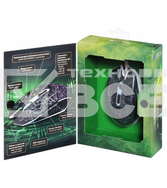 Мышь проводная Oklick 905G INVASION черный, 3200 dpi, USB, кнопки - 6