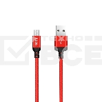Кабель HOCO X14 USB 2.0 , AM/microBM, красно-черный, 1м, фото 1