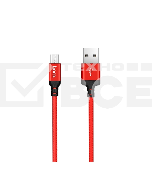 Кабель HOCO X14 USB 2.0 , AM/microBM, красно-черный, 1м