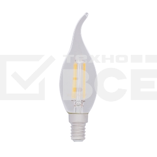 Лампа светодиодная филаментная Rexant Свеча на ветру CN37 7.5 Вт 600 Лм 4000K E14 диммируемая, прозрачная колба