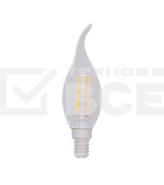 Лампа светодиодная филаментная Rexant Свеча на ветру CN37 7.5 Вт 600 Лм 4000K E14 диммируемая, прозрачная колба