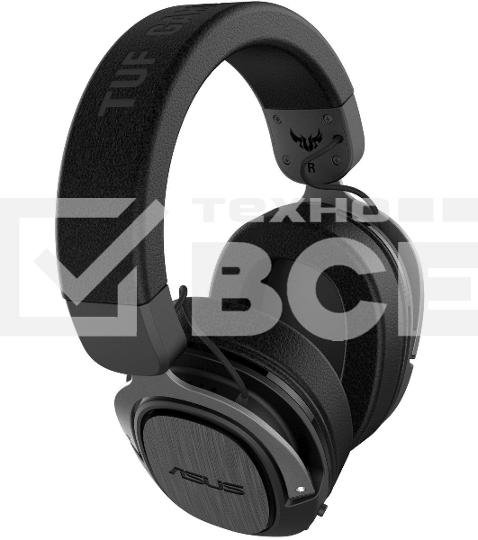 Игровые наушники чёрно-серые ASUS TUF Gaming H3 WL (2.4 ГГц, 7.1 виртуально, 50мм, неодимовые магниты, 32 Ом, 20~20000 Гц, микрофон, USB-C, PC, Mac, PS4, Nintendo Switch, Xbox One, 90YH02ZG-B3UA00)