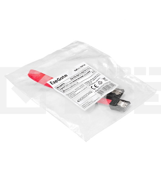 Кабель SATA ExeGate EX-CC-SATA-DATA-0.3L (7pin/7pin, металлические защелки, 0,3м)