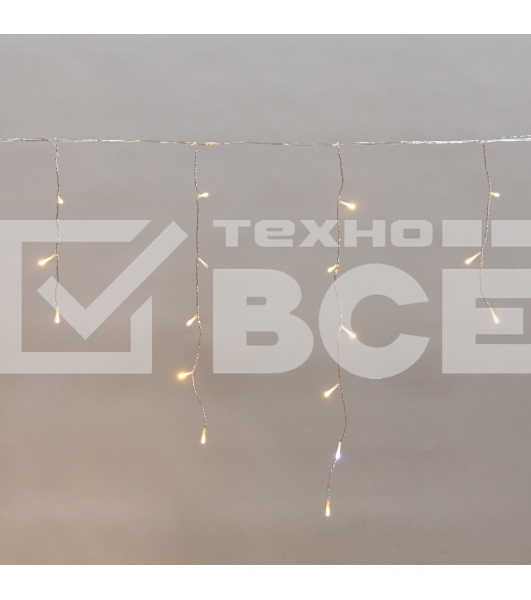 Гирлянда светодиодная Айсикл (бахрома) 25х0,6м, c эффектом мерцания, прозрачный провод, IP44, 230В, диоды ТЕПЛЫЕ БЕЛЫЕ, 588LED NEON-NIGHT