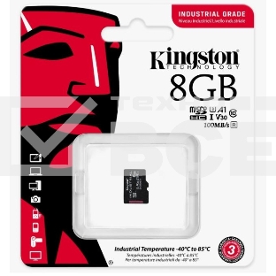 Флеш карта microSDHC 8Gb Class10 Kingston <SDCIT2/8GBSP> Industrial Temperature Class UHS-I без адаптера