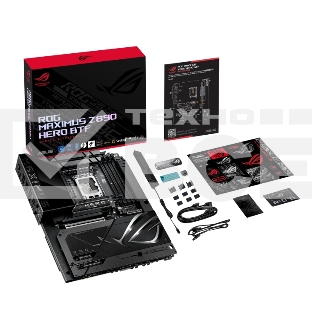 Материнская плата ASUS ROG MAXIMUS Z890 HERO BTF, LGA1851, Intel Z890, 4xDDR5, 4xSATA, 6xM.2, 1xPCIe 5.0 x16, 1xPCIe 4.0 x4, 1xPCIe x1, 1xHDMI, 2xUSB-C (Thunderbolt 4), 1xUSB-C 3.2 Gen 2, 4xUSB-A 3.2 Gen 2, 4xUSB-A 3.2 Gen 1, 2x2.5Gb LAN, Wi-Fi 7, Bluetoo